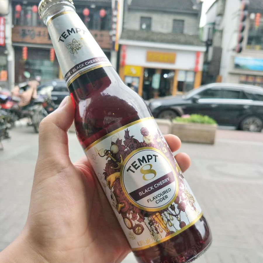 单瓶丹麦原装进口tempt西打果酒诱惑8号车厘子露酒啤酒