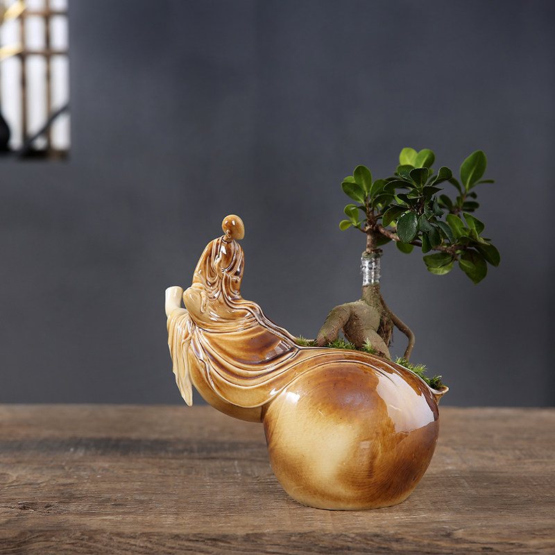 摆件客厅风水茶桌禅意葫芦创意造景绿植盆栽摆件