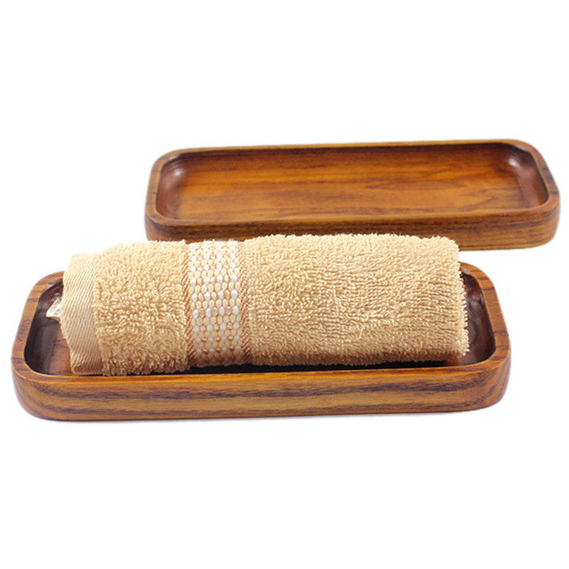 茶巾餐巾实木毛巾托盘木质木制酒店餐饮用木盘子碟