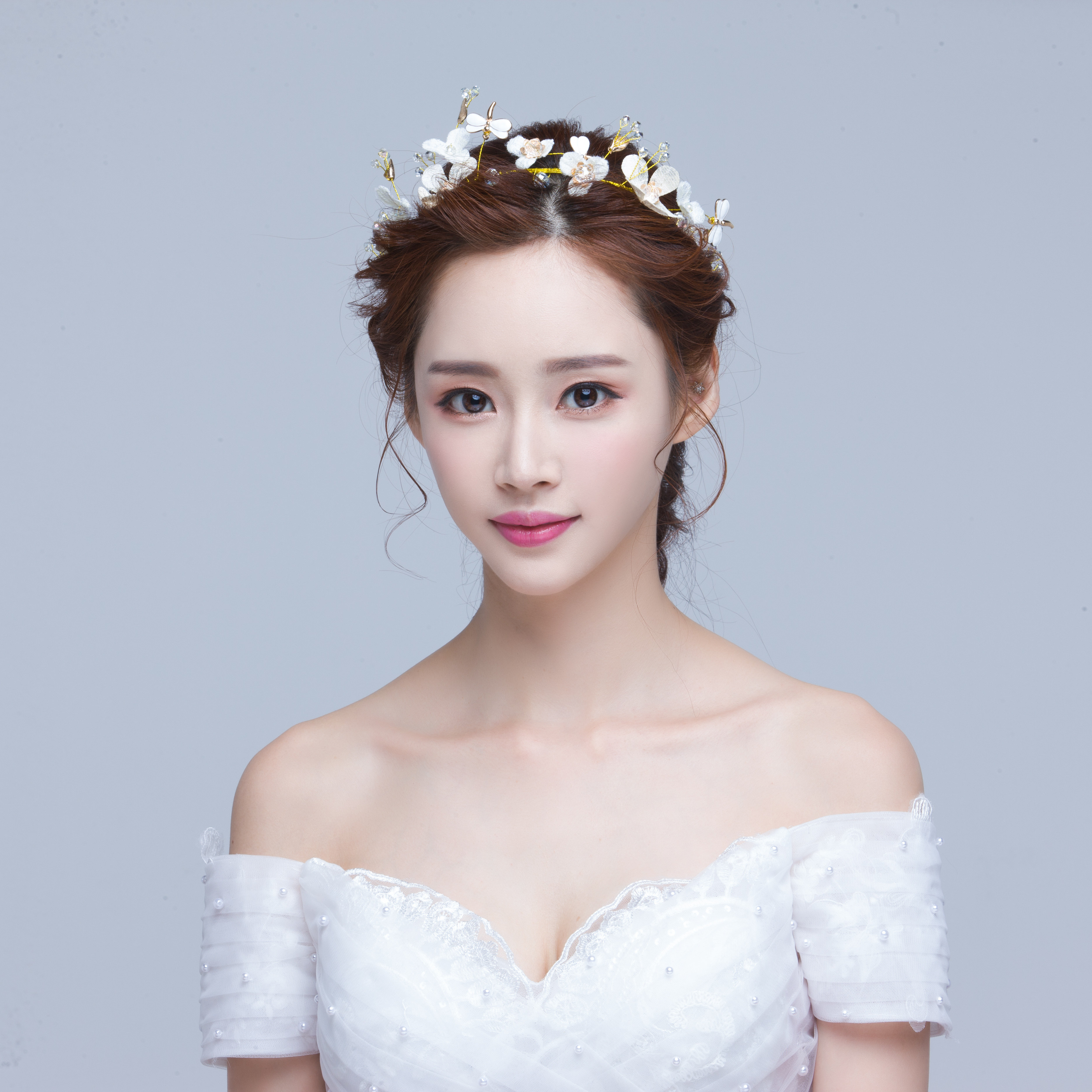 新款韩式新娘复古浪漫花朵珍珠头饰发箍发婚礼新娘头饰