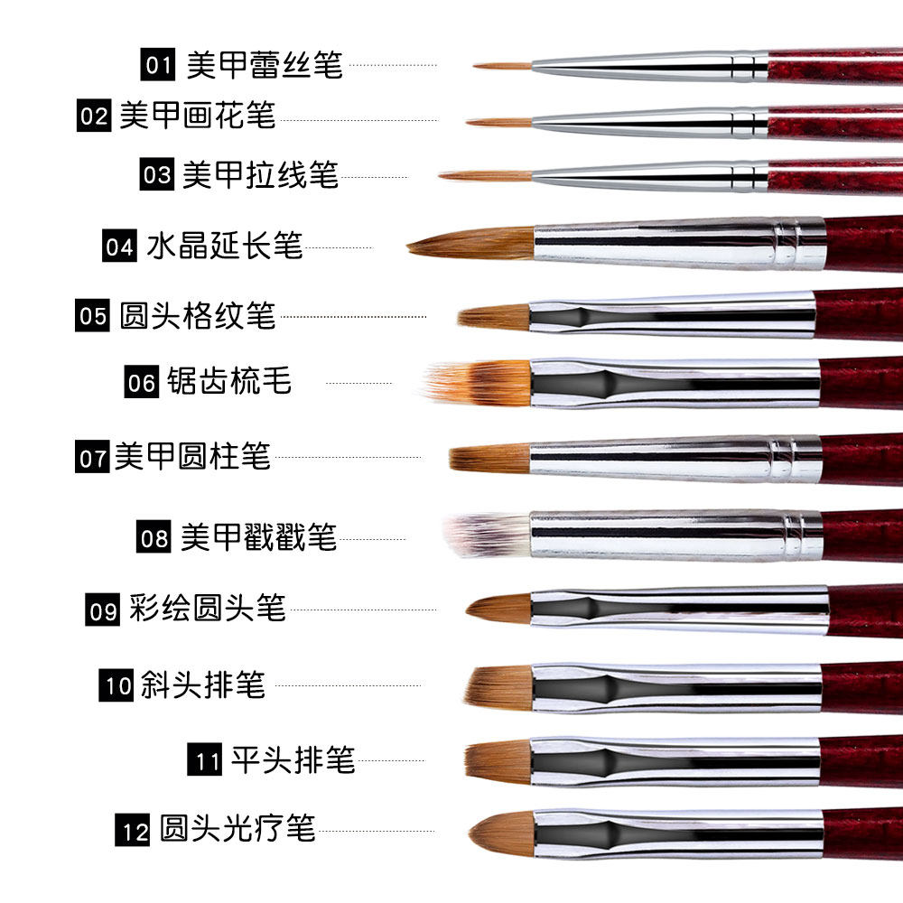 美甲笔刷套装全套戳戳笔光疗彩绘拉线笔画花笔美甲工具