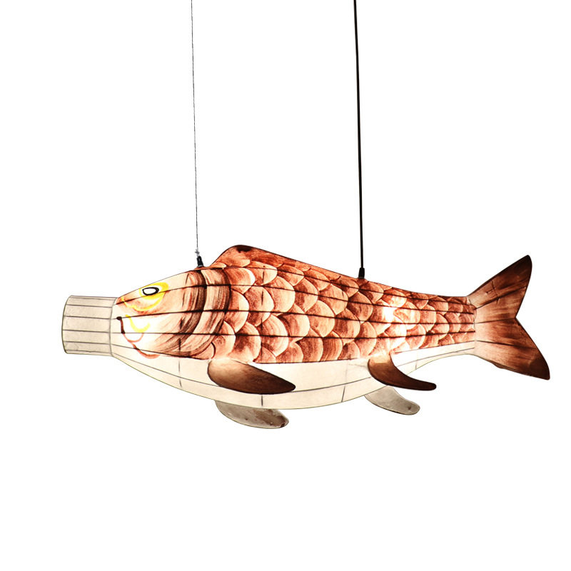 吊灯鱼形鲤鱼茶楼民宿装饰灯日式包厢客厅吊灯
