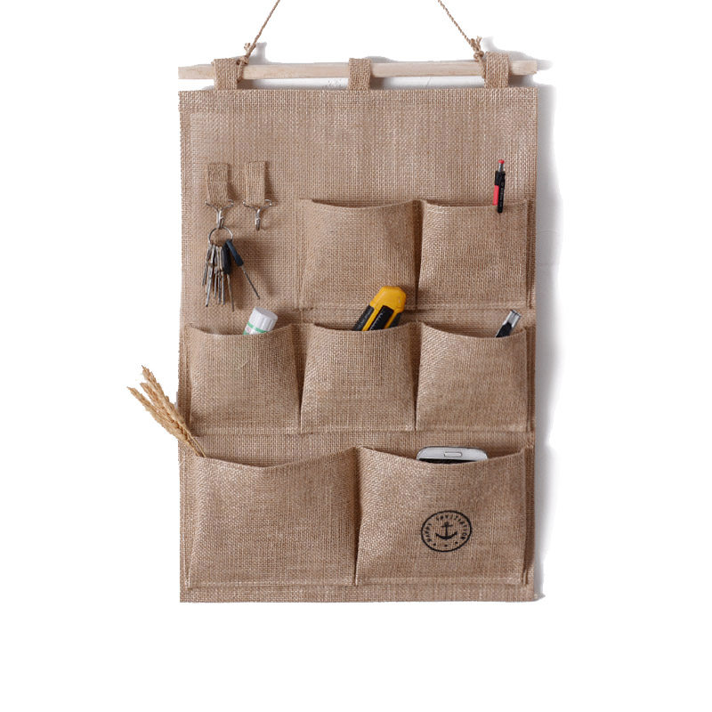 门背后收纳袋挂袋墙挂式棉麻布艺宿舍神器手机壁挂整理多层储物袋