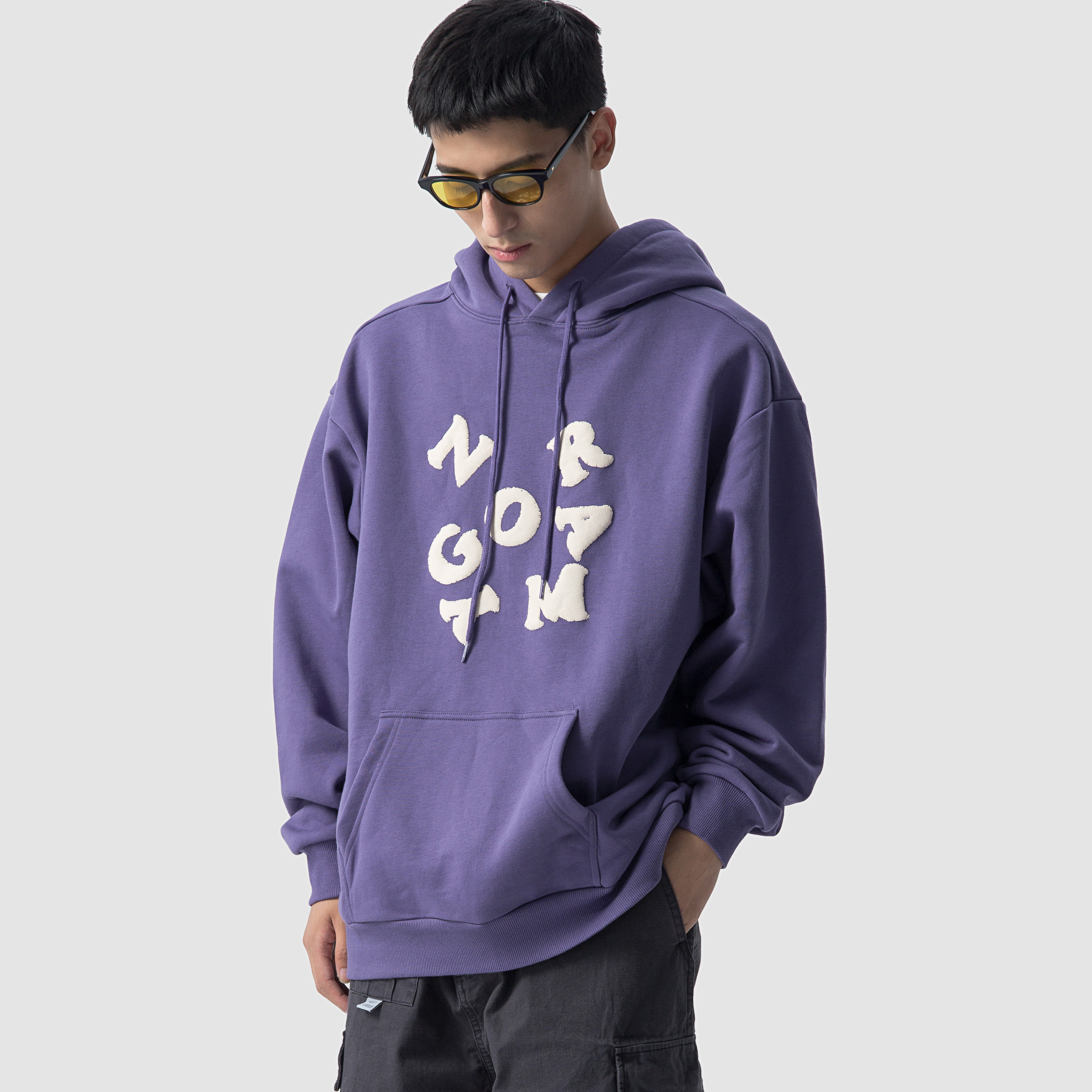 NGOARMY nory国潮发泡印花卫衣 情侣多色加绒宽松连帽棉日系街头