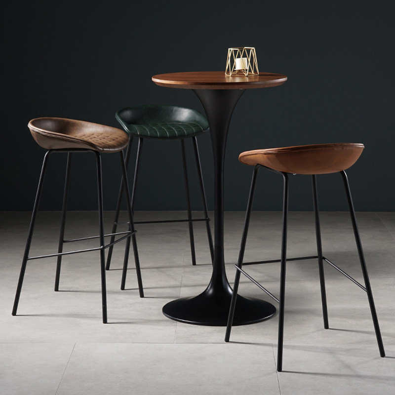 轻奢大理石高脚家用简约现代实木圆形吧桌北欧酒吧台