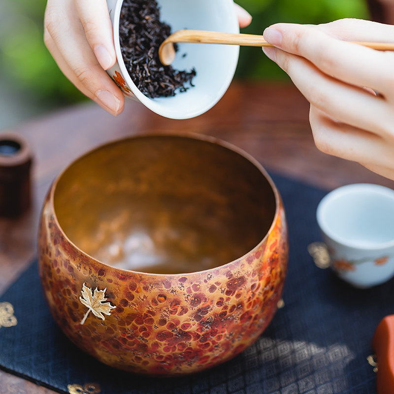 云上云纯铜洗碗建水水洗小茶渣桶干泡泡茶废水茶道