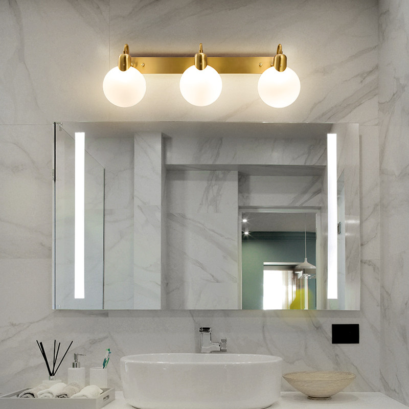 镜前灯卫生间美式乡村洗漱化妆厕所洗手间简约全铜镜前灯