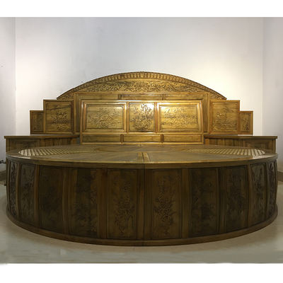 金丝楠木圆床新中式中式双人床大圆红木婚床明清古典家具定制实木床