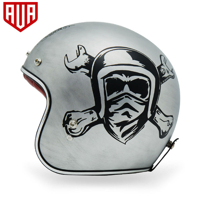 ava复古机车哈雷摩托车头盔男女碳纤维半盔时尚摩托车头盔