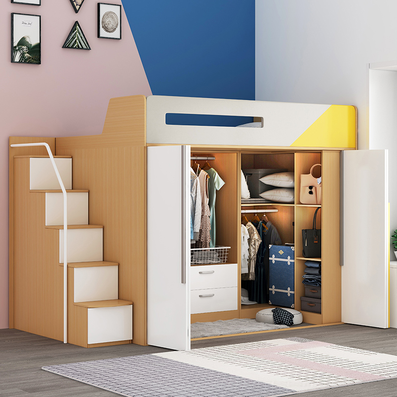 多功能衣帽间高低衣柜一体组合套装省空间储物床下衣柜床