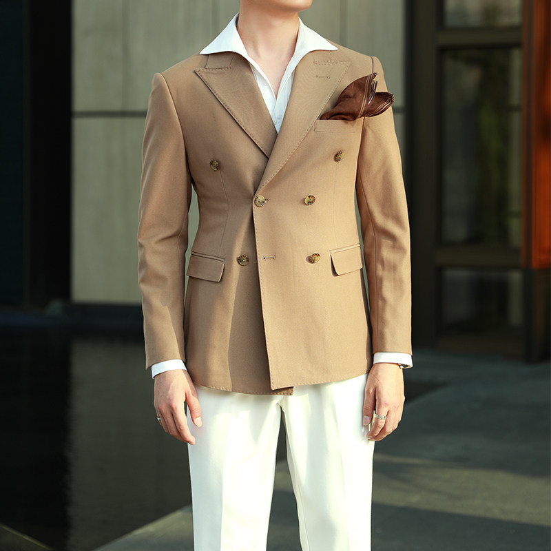 商务休闲精致奢华双排绅士西装青年百搭经典西服
