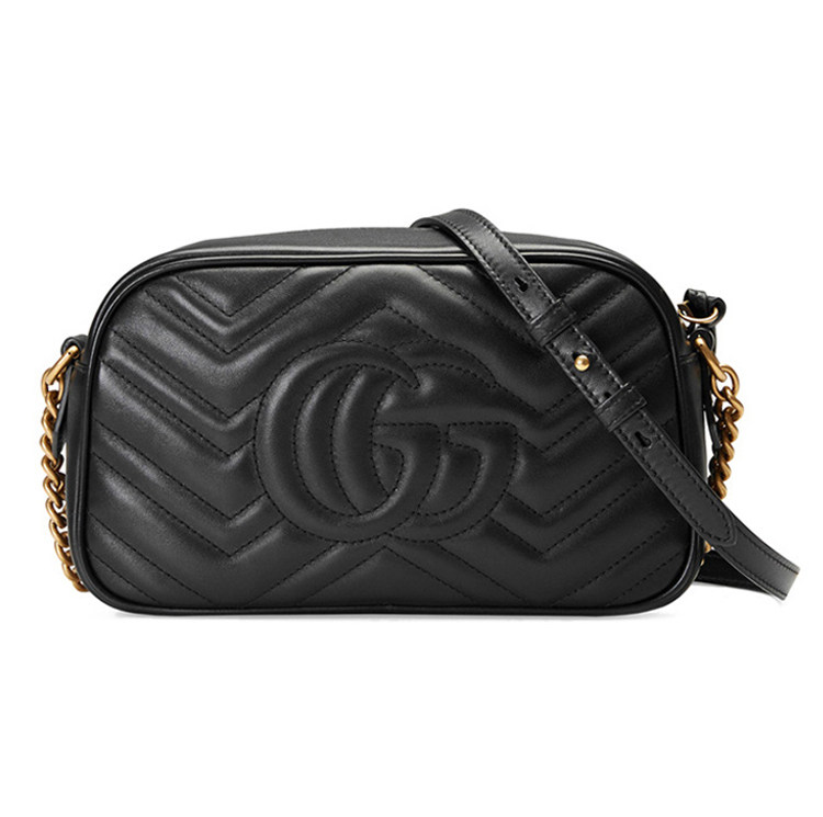 正品gucci/古驰单肩包女酷奇牛皮绗缝纹双g标志女士休闲斜挎包op