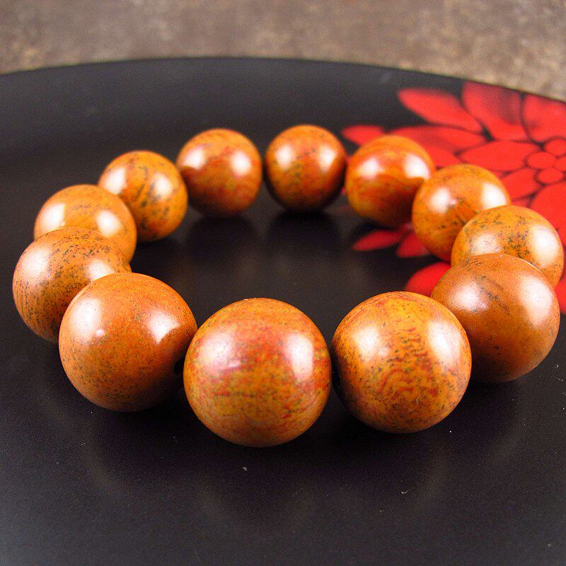 相石缘罕见金黄色泗滨砭石手串男20mm天然泗水砭石手链手链