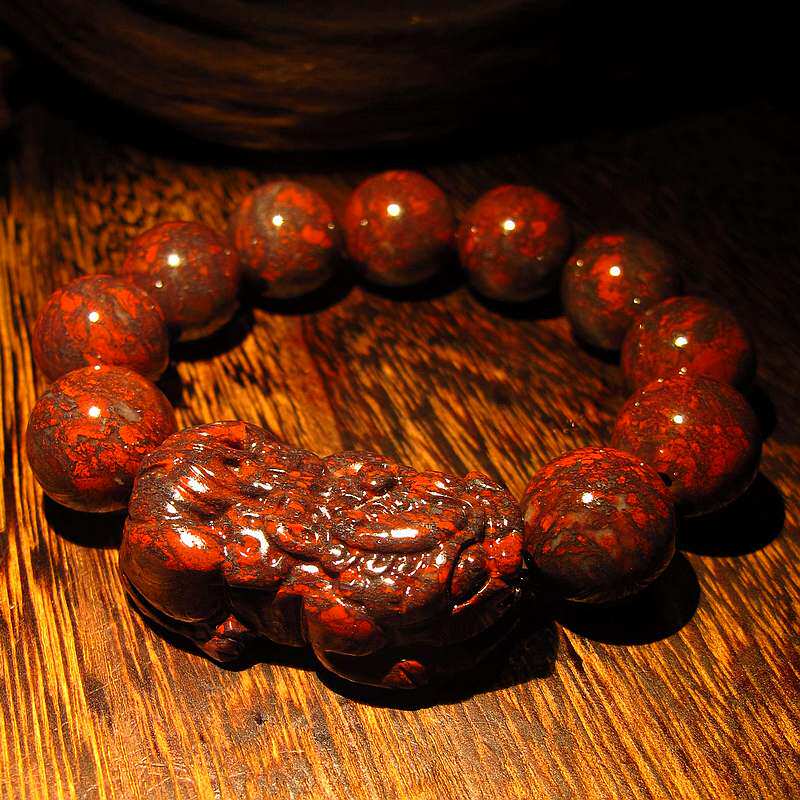 相石缘三分红血18mm天然广西桂林鸡血石貔貅手链男鸡血玉手串