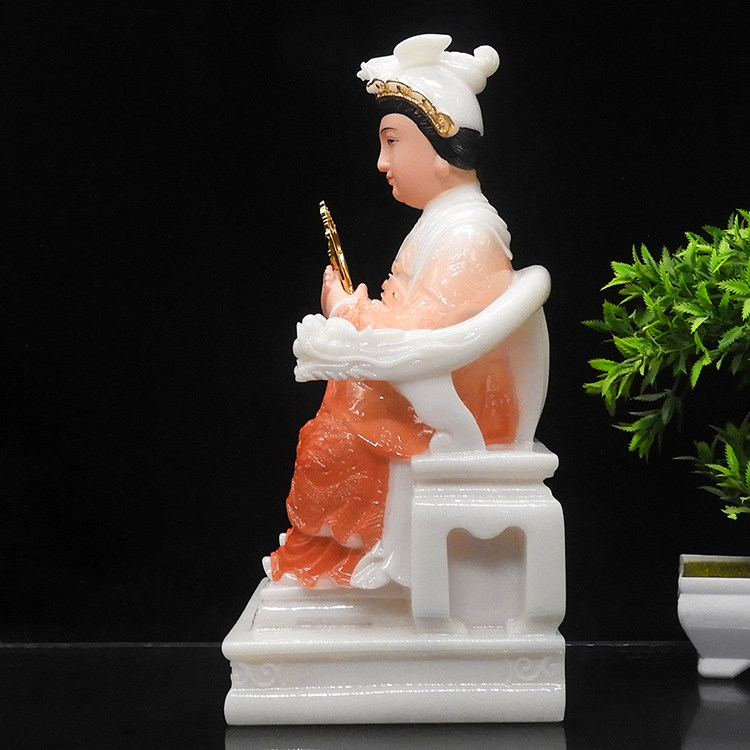 泰山神像老母汉白玉16寸凤冠碧霞元娘娘摆件