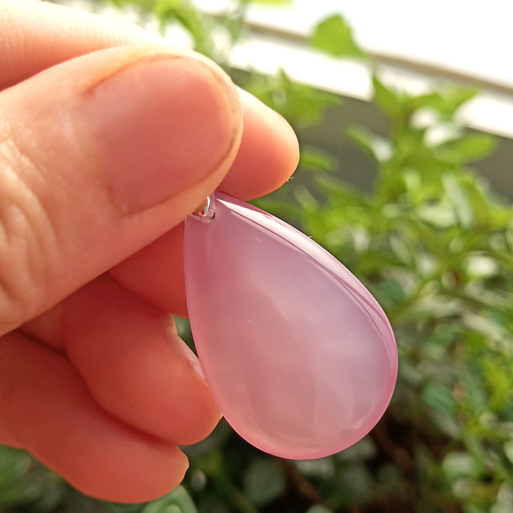 天然陕西芙蓉玉吊坠粉色水晶玉髓挂坠儿童宝宝女孩蓝田玉挂件甜美