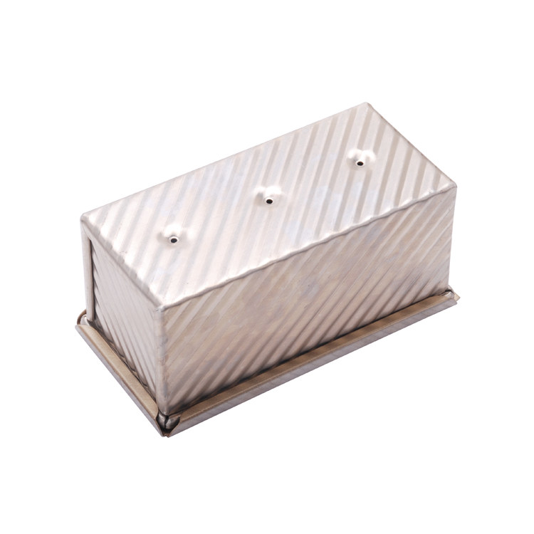 三能230g长方形金色波纹不沾吐司模具带盖家用烘焙模具