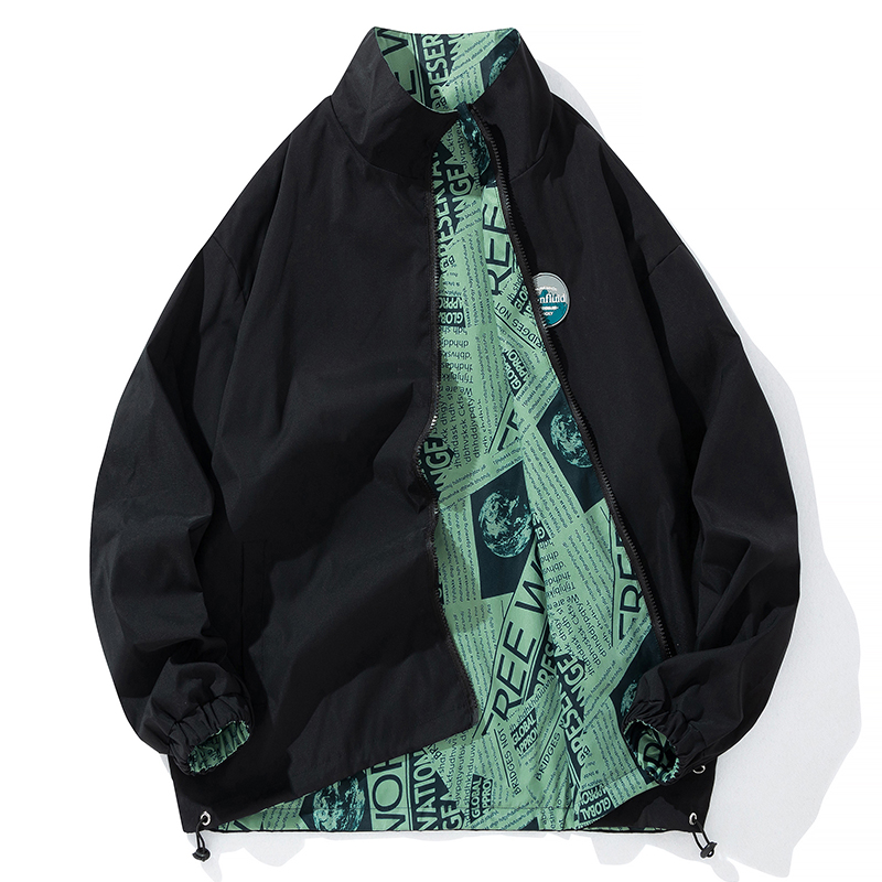 夹克外套男春秋款ins潮牌两面穿上衣日系男士秋冬双面飞行员褂子