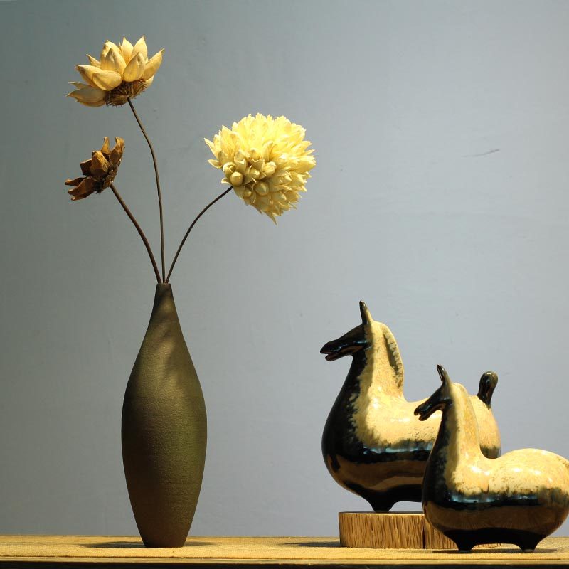 禅意装饰品茶室客厅家居摆设陶瓷软装花瓶