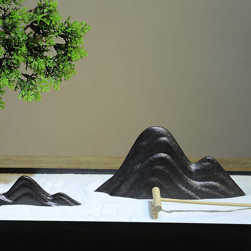 新中式陶瓷花瓶禅意摆件创意插花干花日式枯山水沙盘假山玄关装饰