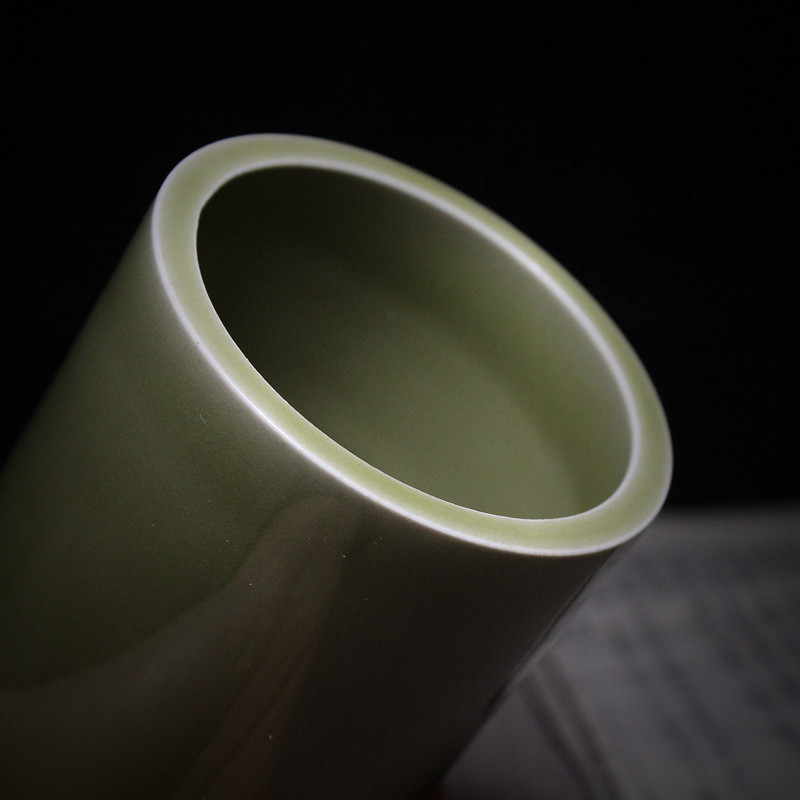 一诺诺轩文房景德镇陶瓷手工拉坯越窑青瓷仿古笔筒文房四宝