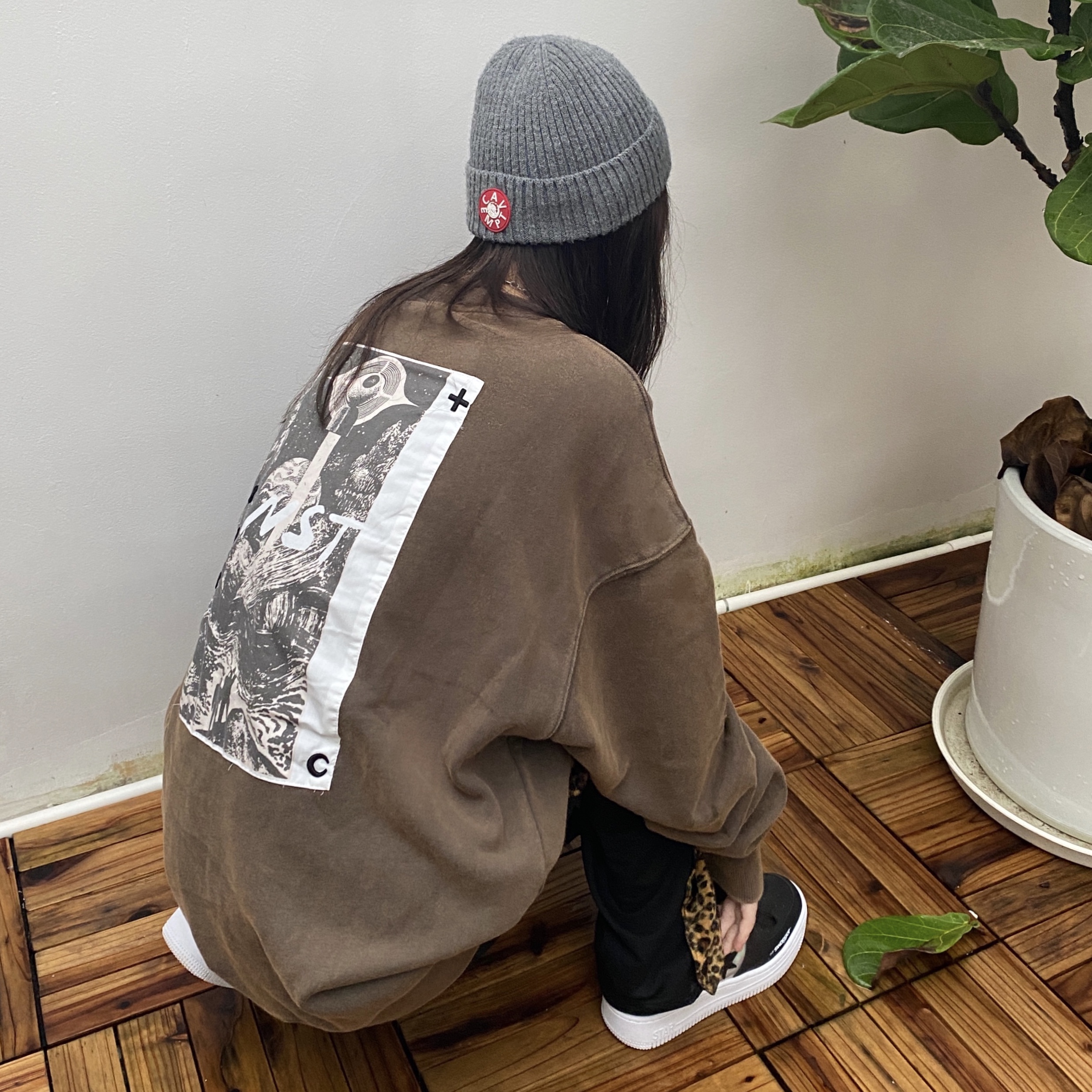 NSTNEW START未知宇宙水洗做旧贴布刺绣卫衣潮牌复古宽松长袖外套