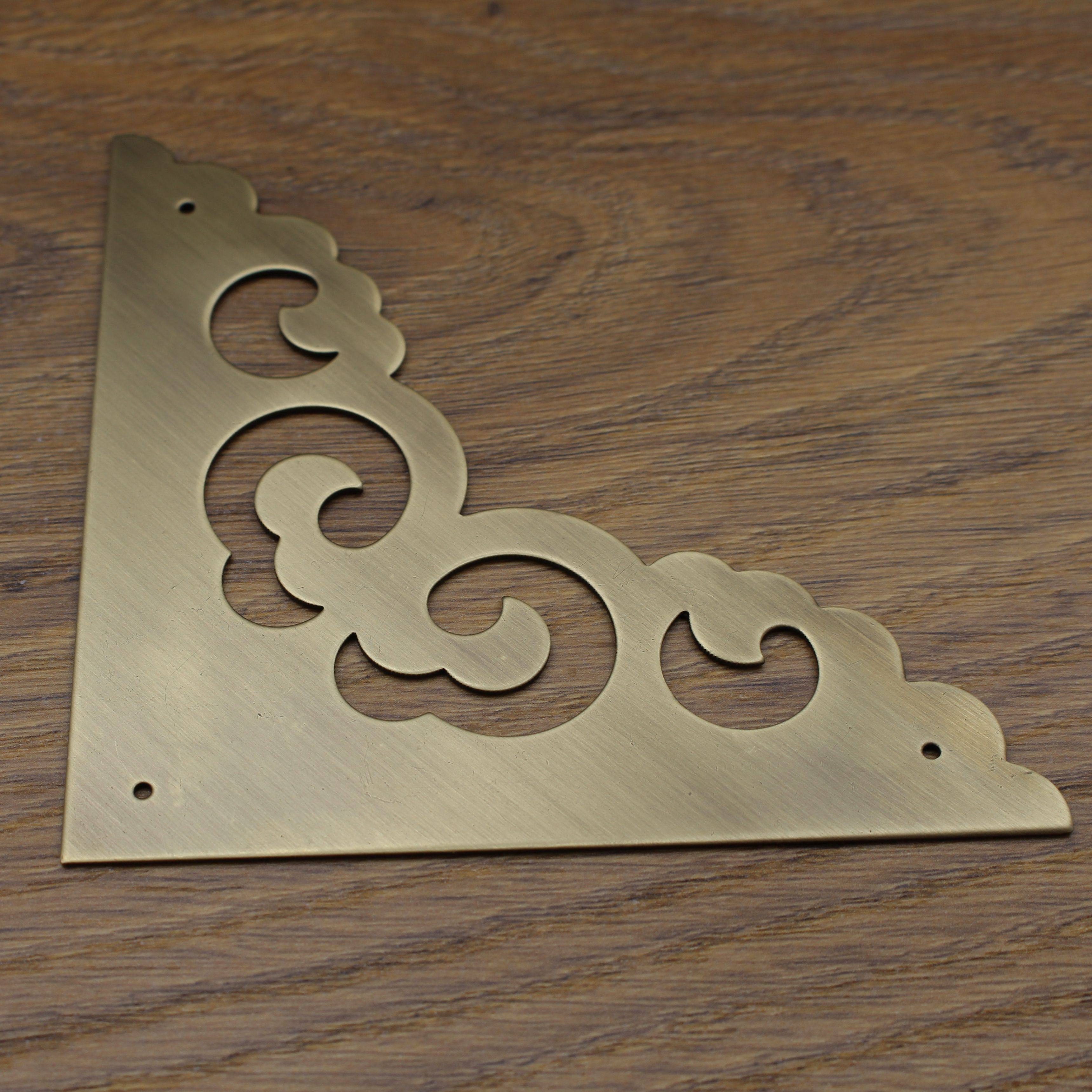 仿古纯铜包角 柜门防护角花箱子护角角片 大门装饰铜配件五金配件