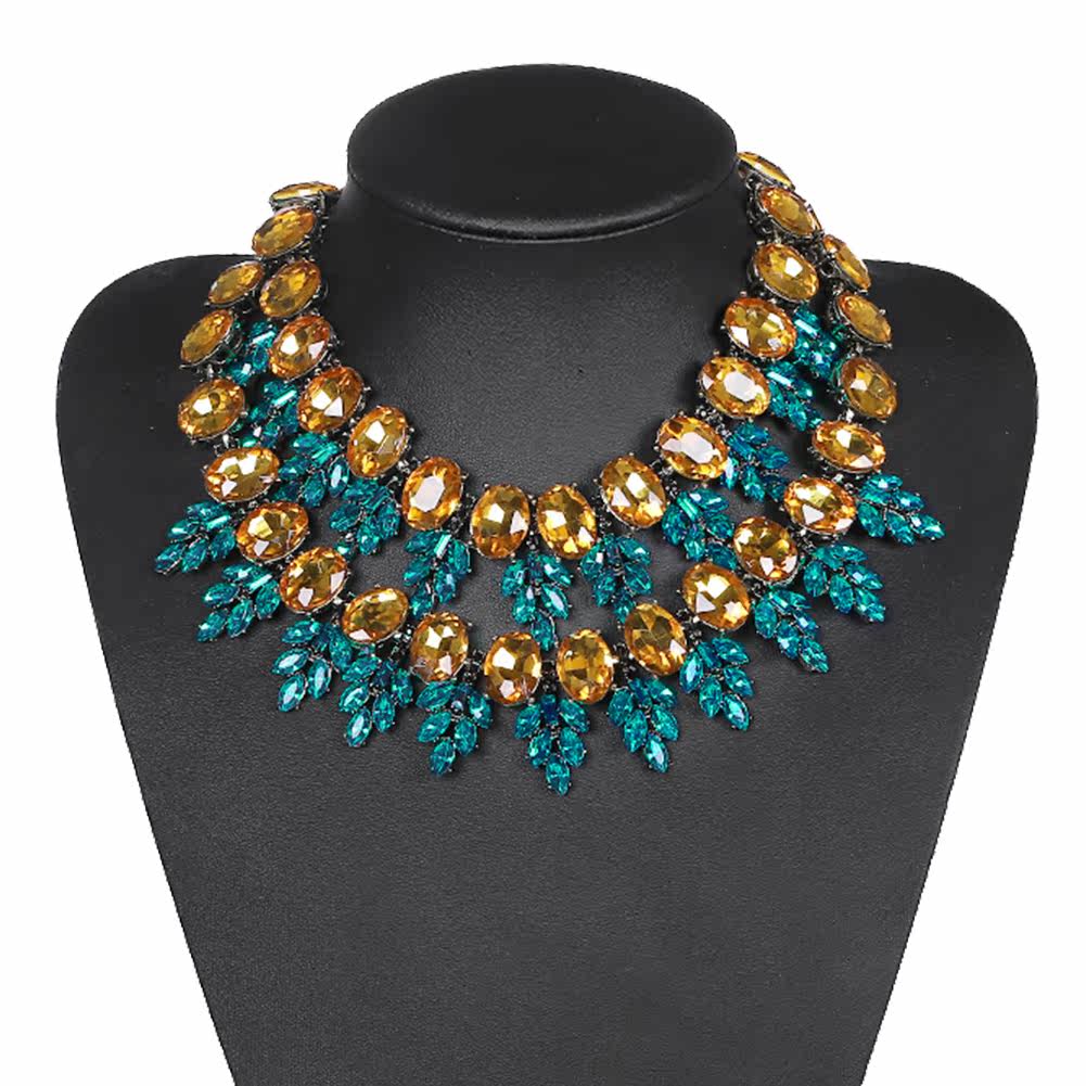 欧美新款时尚奢华超闪精美水钻项链套装新娘宴会项链