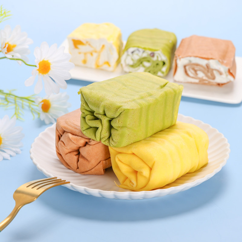 千丝毛巾卷蛋糕网红面包早餐千层抹茶提拉米苏味巧克力慕斯冰淇淋