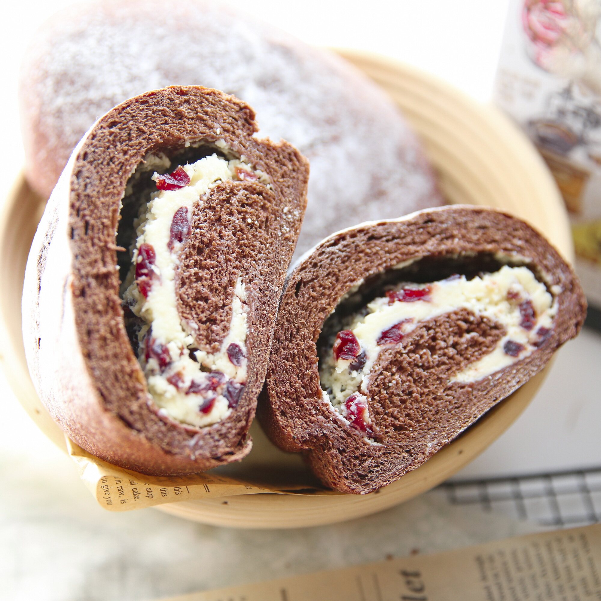 麦轻 可可乳酪蔓越莓全麦面包低卡夹心早餐软欧包无糖无油370g