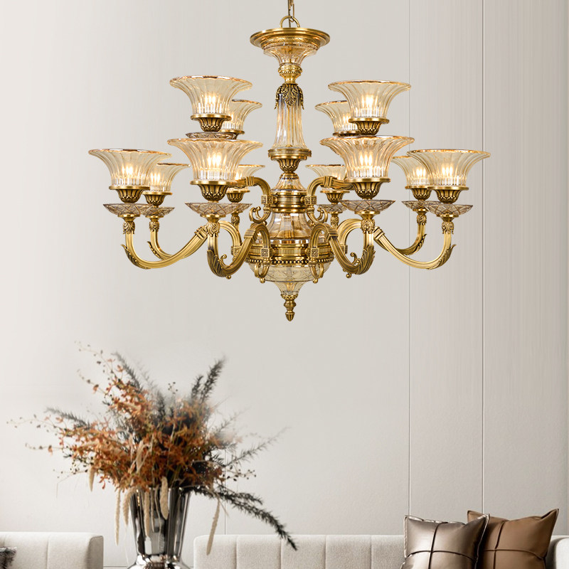 nork诺克别墅挑空客厅吊灯全铜餐厅大气美式客厅吊灯