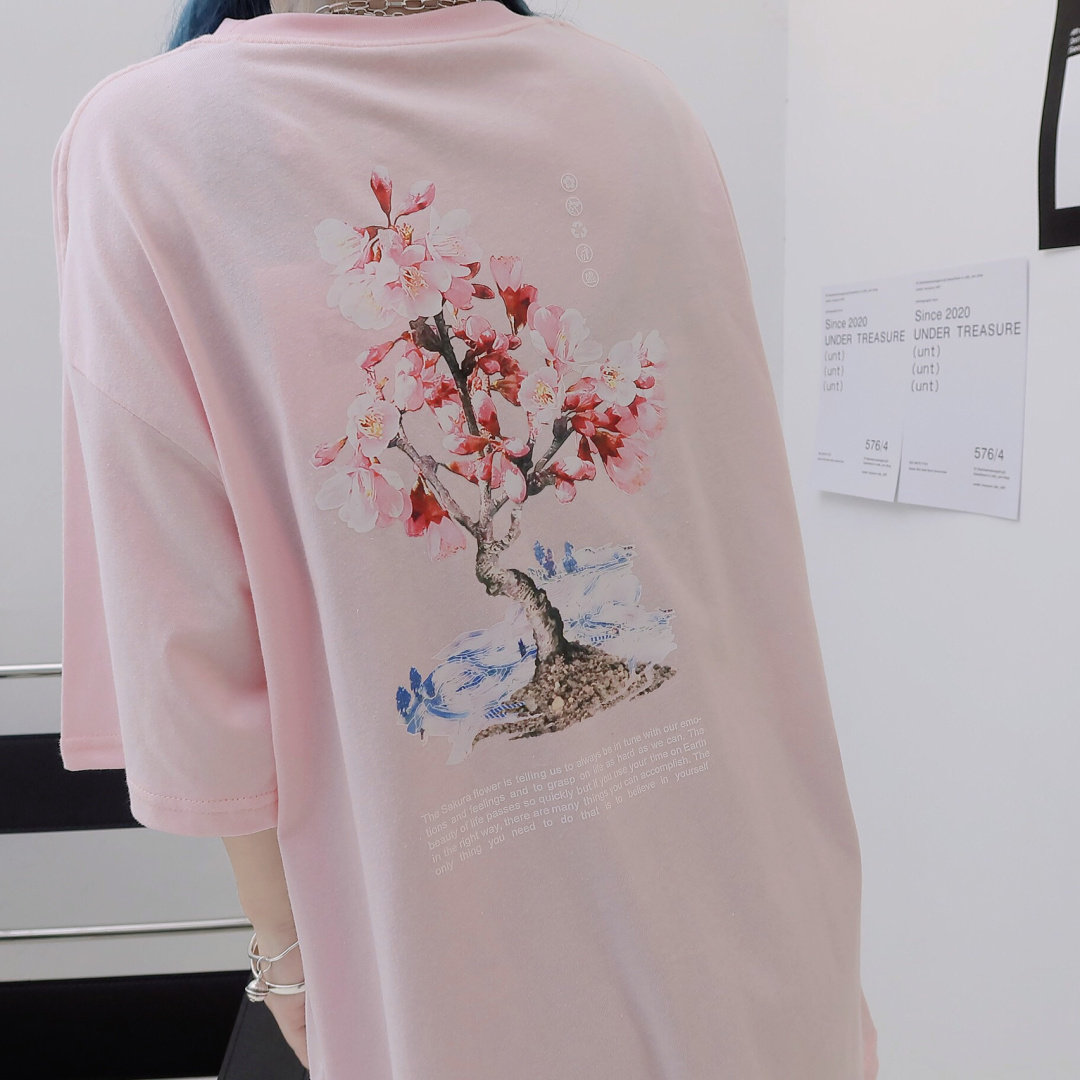 中国李宁樱花系列限定版短袖t恤男女情侣同款夏季纯棉