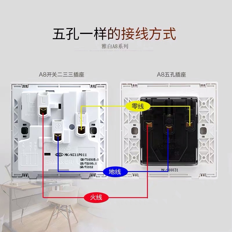 曼科多用暗装墙壁电脑插座一开八孔开关插座家用开关插座套装