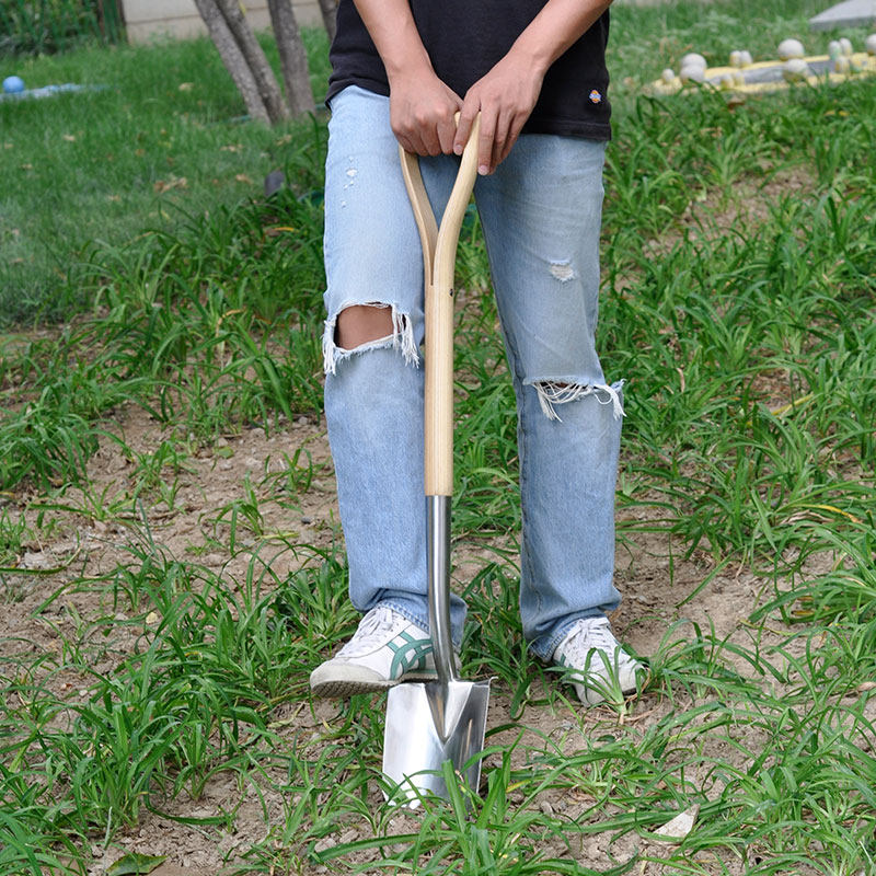 家用手动工具铲园艺木柄不锈钢铲铁锹翻土松土铲土移栽铁锨工兵铲