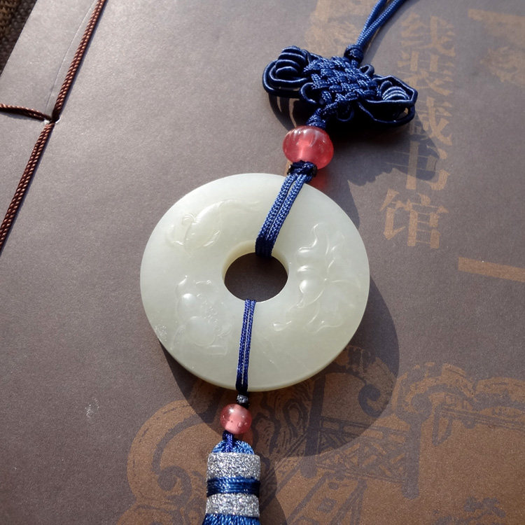 时光和田玉籽料莲有鱼怀古平安扣腰佩连年有余颈饰