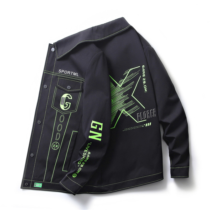 男士休闲外套春秋季2023新款无帽工装夹克短款帅气薄款上衣服潮牌