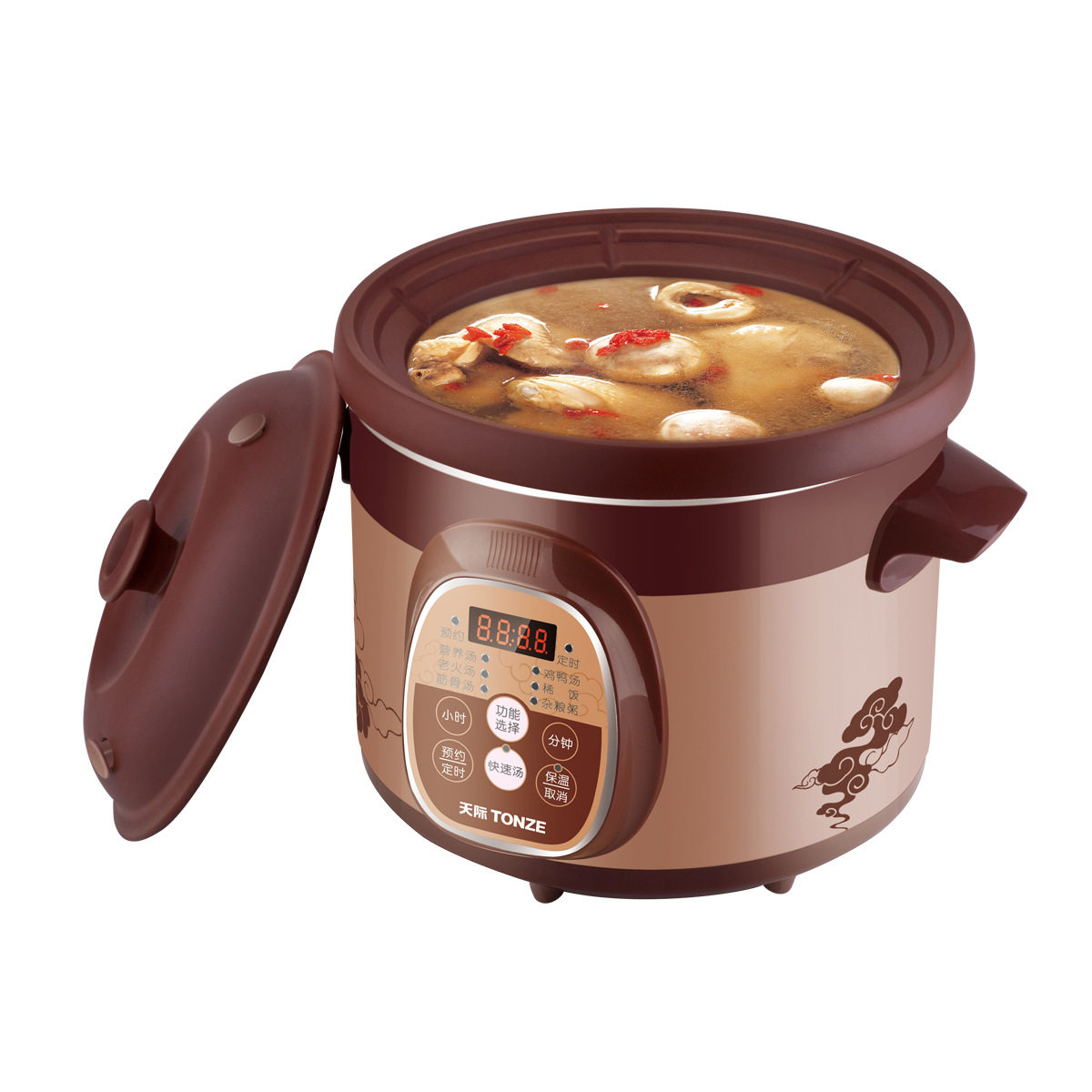 天际紫砂电炖锅家用陶瓷电钝锅煲汤养生全自动插电砂锅煮粥3-4人