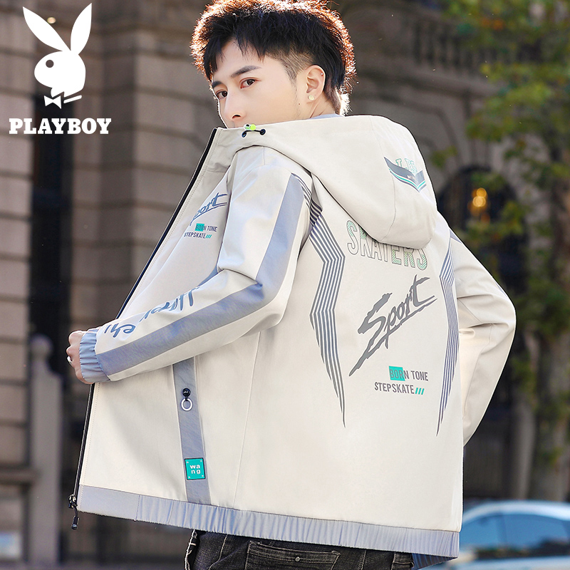 花花公子男士工装外套潮牌宽松2022新款春秋季痞帅男装青少年夹克