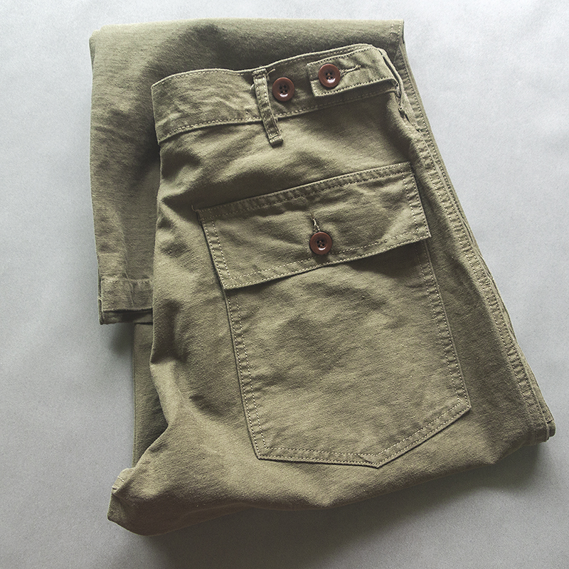 百搭老经典 日系改良复古og107军事阿美咔叽休闲直筒橄榄绿工装裤