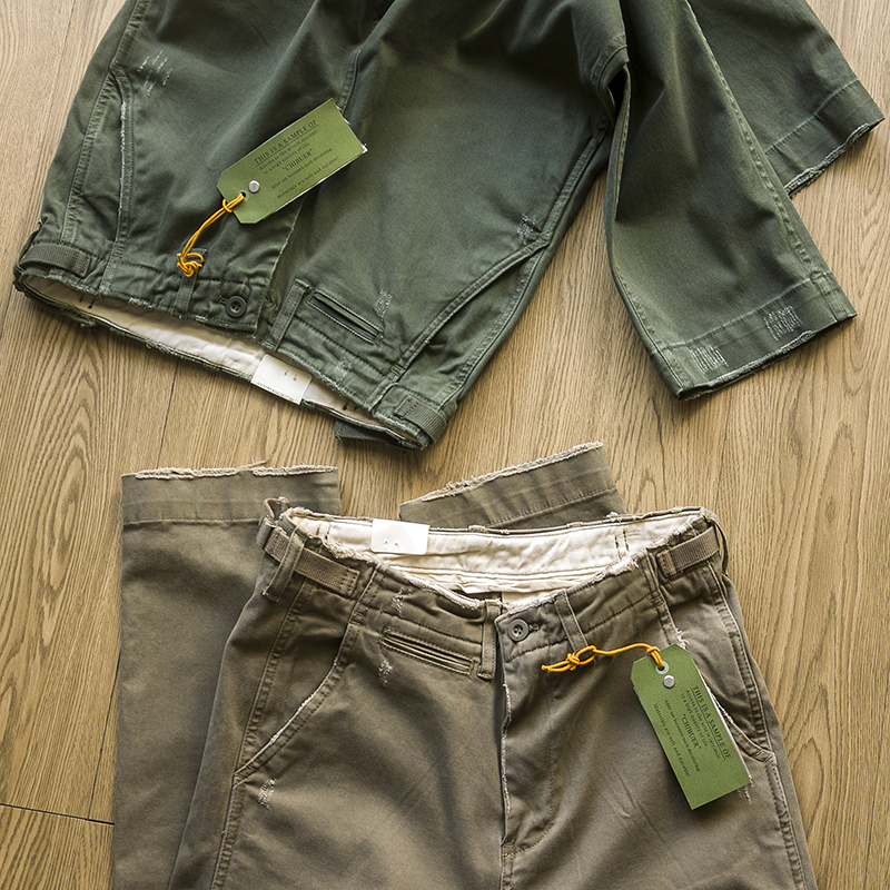 扎实用料 重磅纯棉水洗做旧斜纹工装裤 美式复古修身直筒休闲长裤