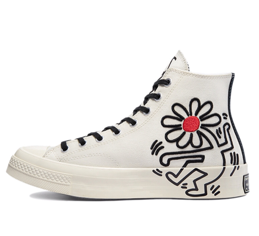 匡威男女女鞋keithharing联名1970s小红花刺绣高帮帆运动休闲鞋