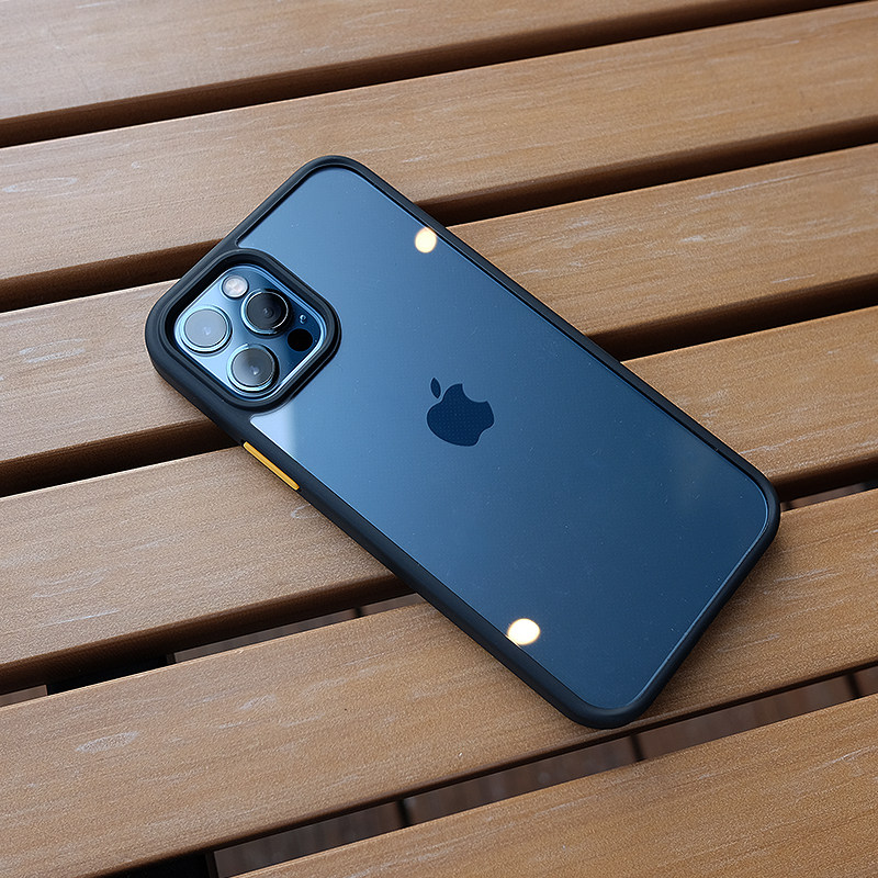 明盾苹果iphone12promax撞色tpu硅胶边框亚克力透明手机保护套