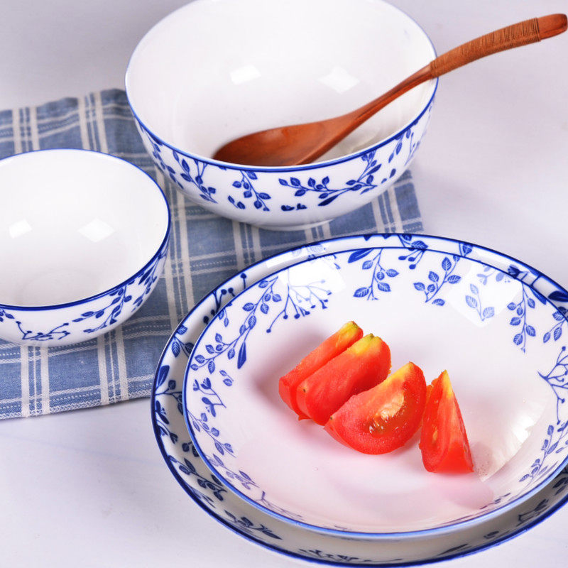 青花瓷骨瓷陶瓷餐具大碗小碗大中大中小小盘碟饭餐具瓷器套装