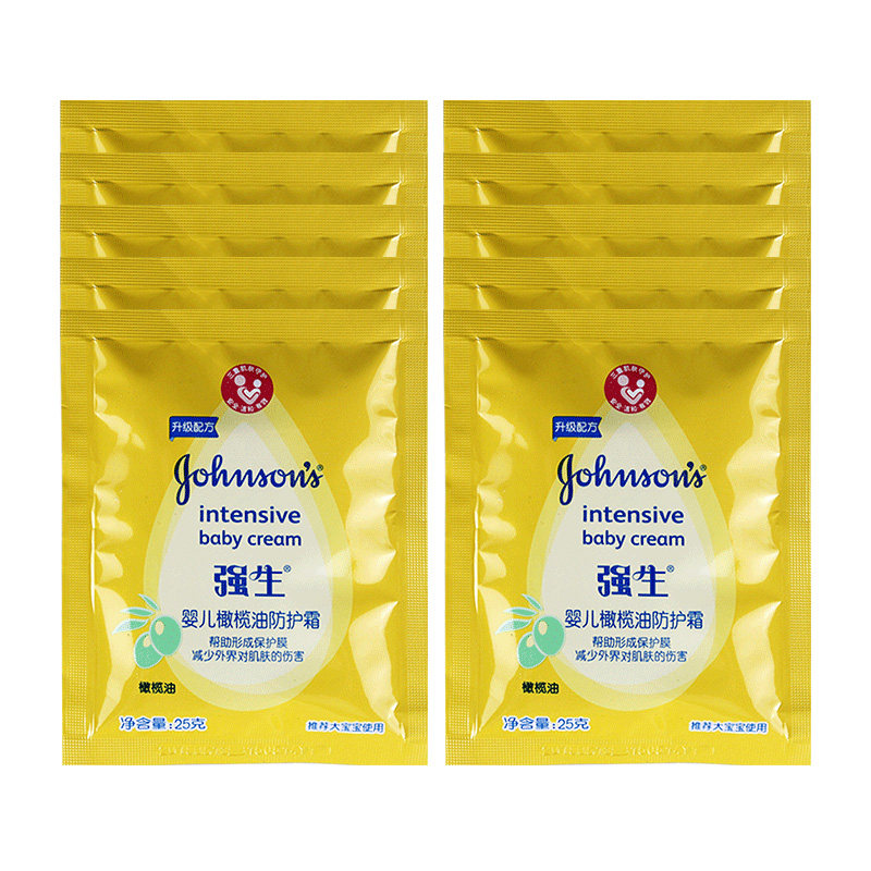 强生婴儿润肤霜25g袋装霜蜂蜜防皴清润保湿牛奶营养橄榄油防护霜