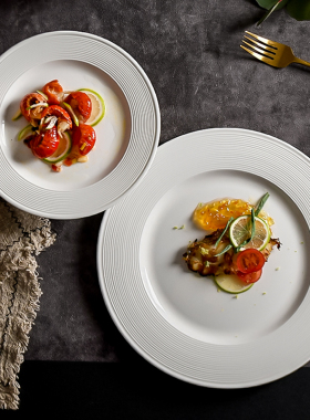 ins风牛排西餐家用螺纹面盘平盘