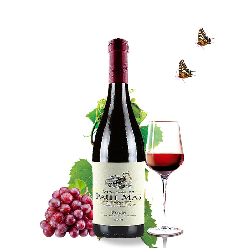 法定产区保罗玛斯红酒法国原装aop进口西拉干红静态葡萄酒
