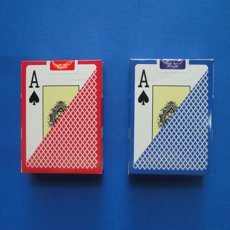 扑克牌德州texasholdem红蓝条纹pvc塑料大字扑克