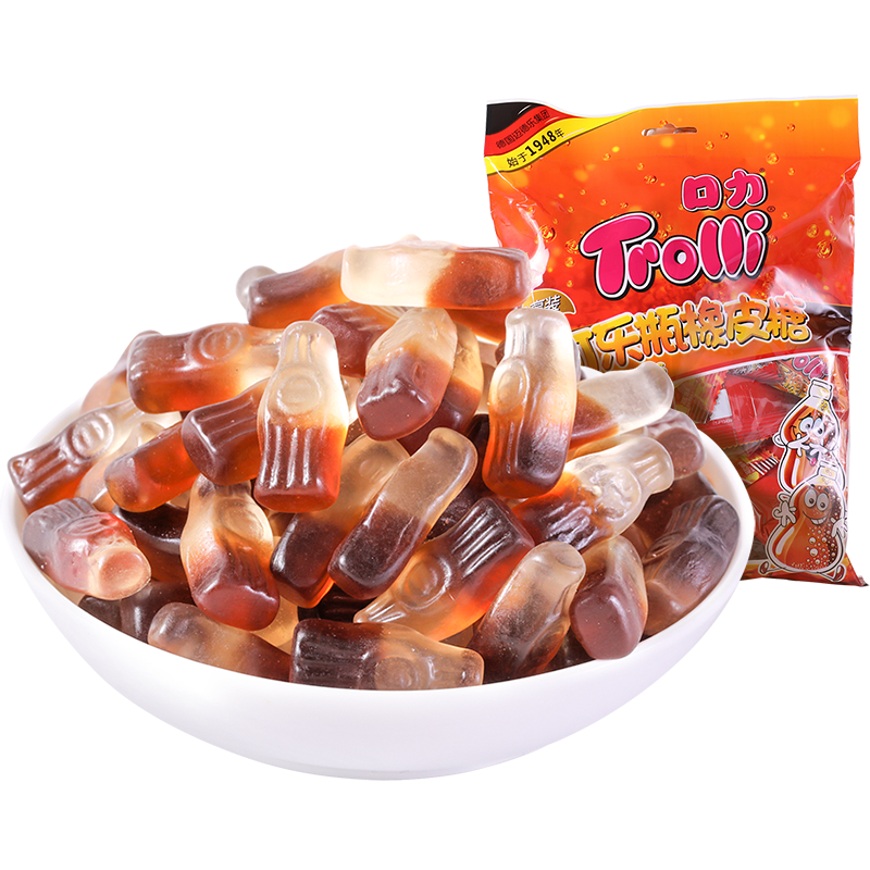trolli口力德国可乐橡皮糖500g袋装可乐汽水造型软糖儿童糖果零食