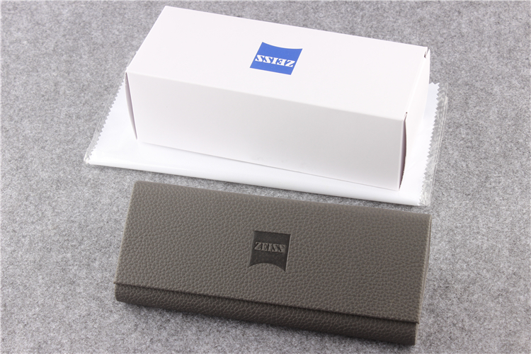 原装蔡司商端便携式近视眼镜盒正品皮革太阳镜盒送超大镜布