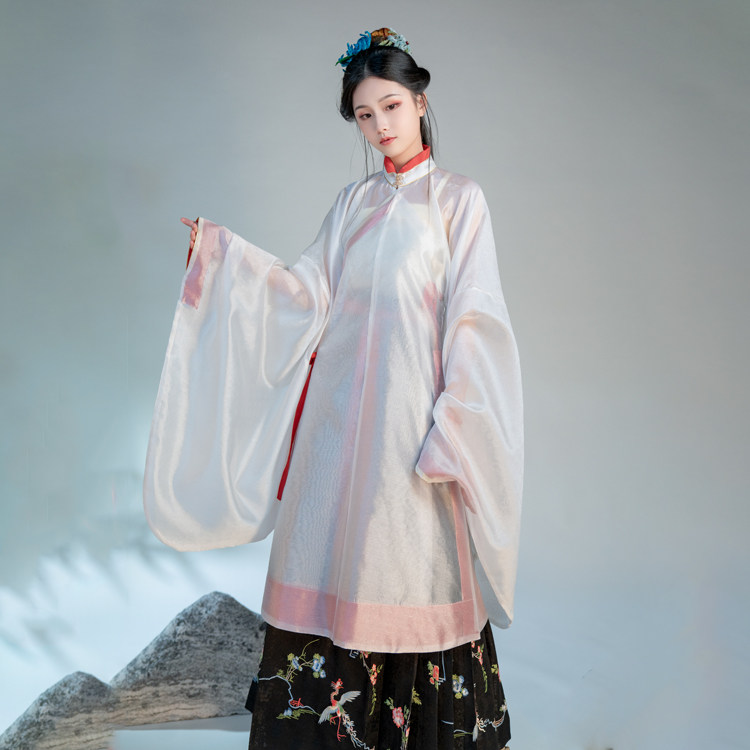南雅雅集绮颜明制原创汉服女晚明立领长衫带暗汉服